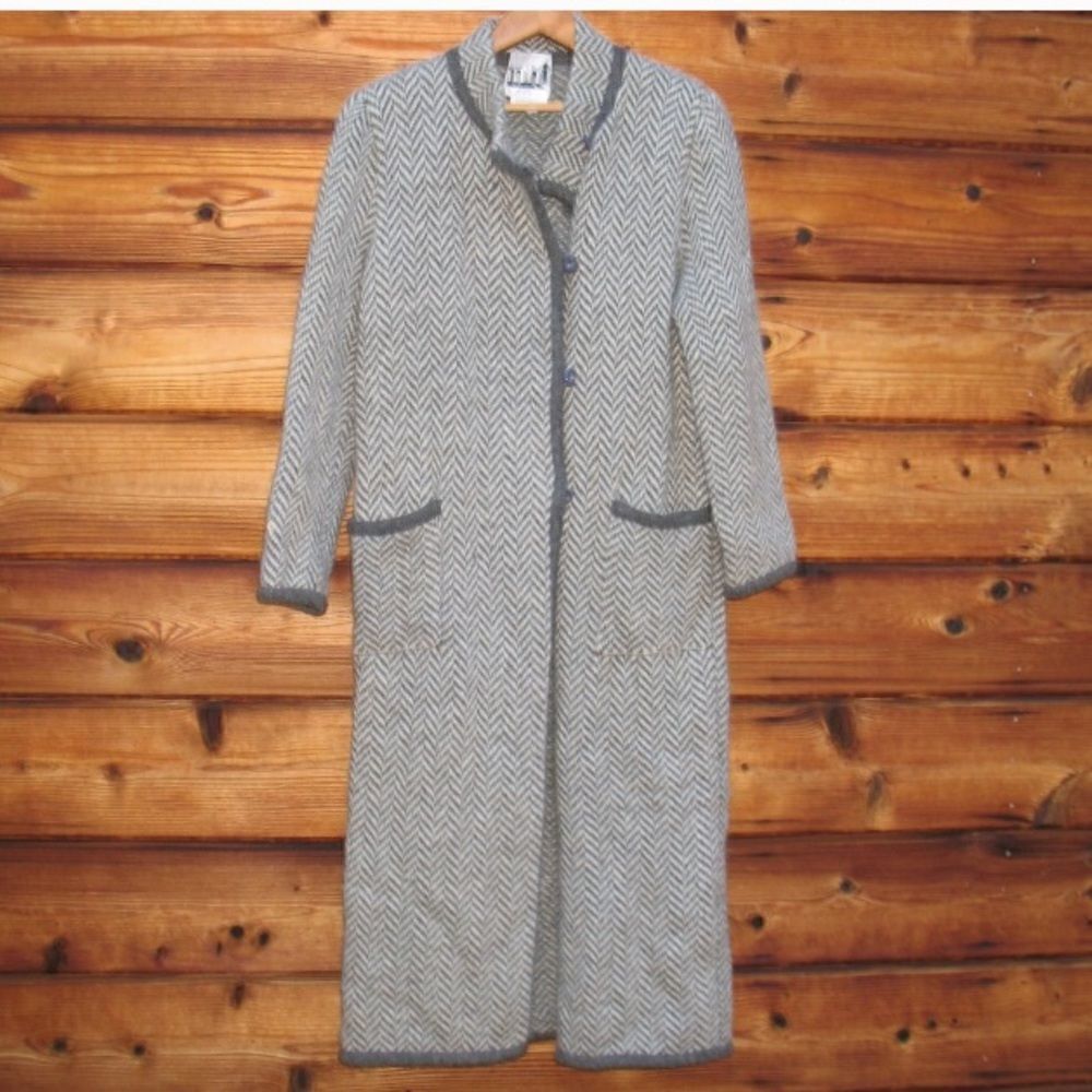 Vintage Gray Long Mohair Coat